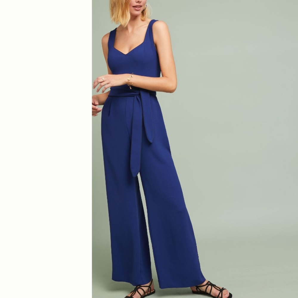 Anthropologie Essential Belted Jumpsuit in Blue “Rachael”